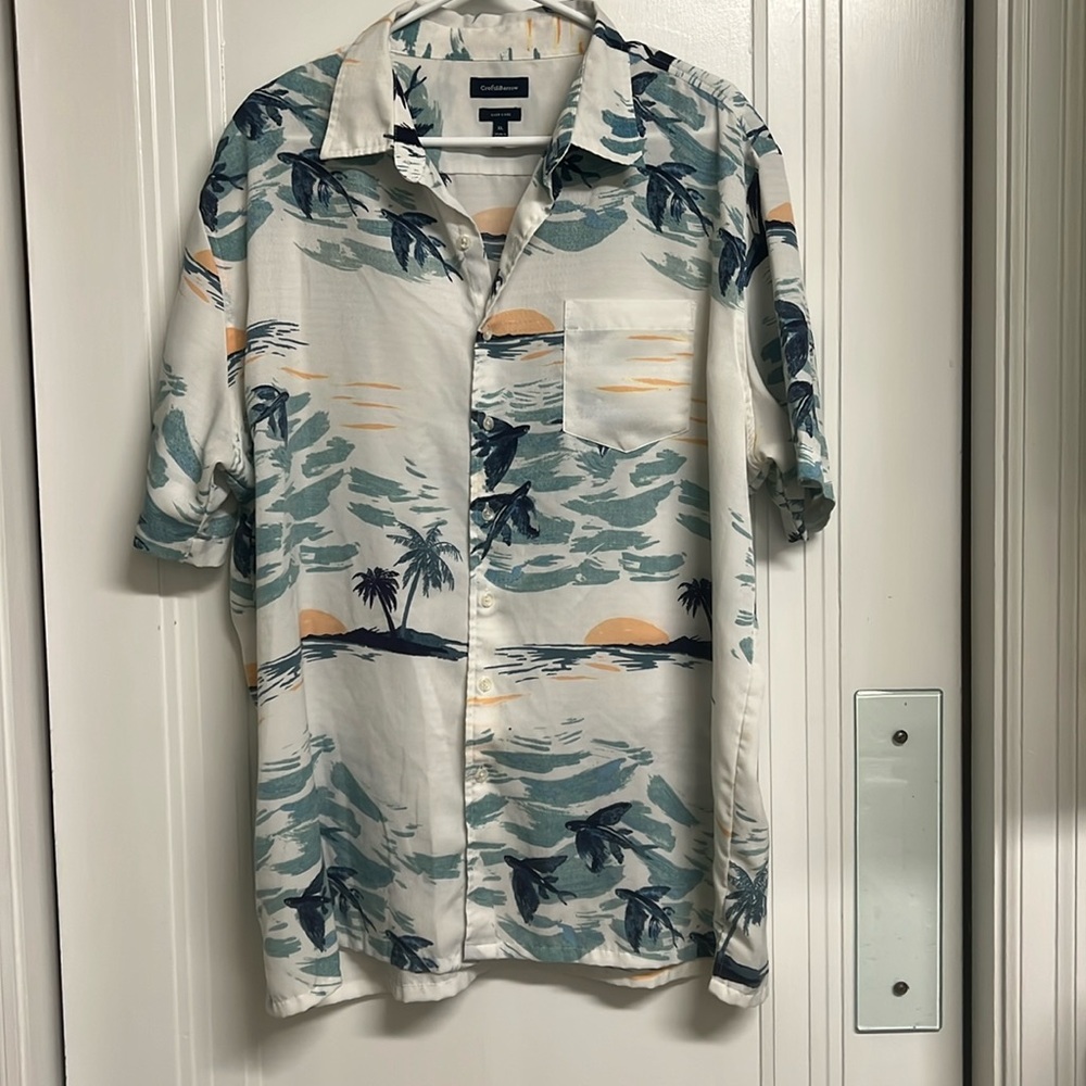CROFT & BARROW Mens Button‎ Up Shirt Size XL Print Short Sleeve Hawaiian
Beach